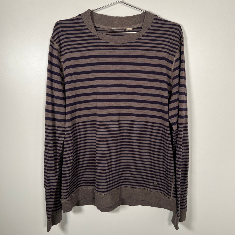 Hugo Boss Orange Long Casual Grey Striped Shirt‎ Sleeve Crew Neck XL Mens